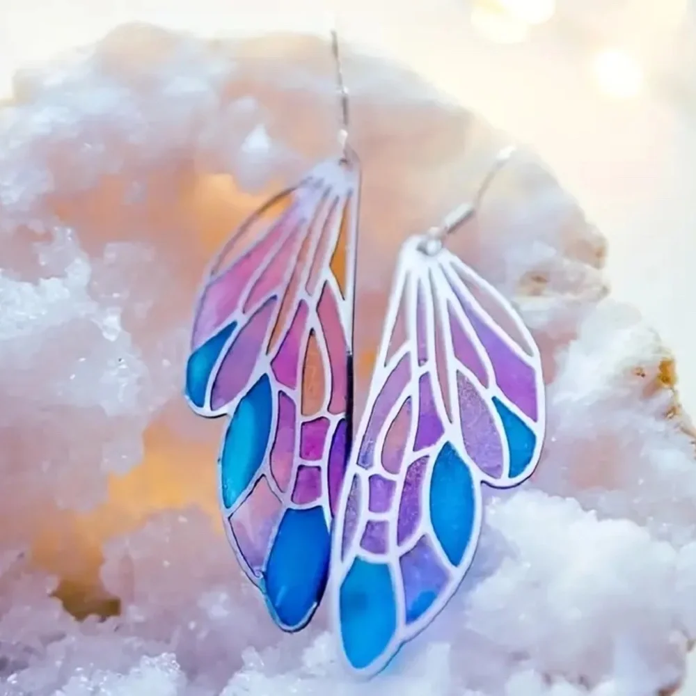 🎉Host Pick X 2🎉 NWT!! Beautiful Colorful Dragonfly Earrings w/ Silver Outline!